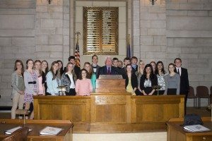 The 2014-15 Buffalo County Youth Advisory Board with Speaker Galen Hadley after their legislative session.