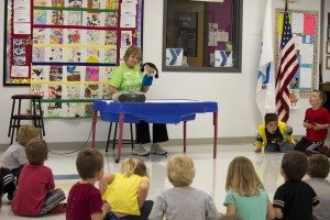 YMCA’s Child Care Director Sue Klein presents the 2nd Step curriculum to youth through a puppet show.