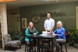 Sarah McCaslin, America’s Best Intern, Nate Abegglen, Youth Intern, and Michelle Toukan, Marketing Director join Community Partners staff.