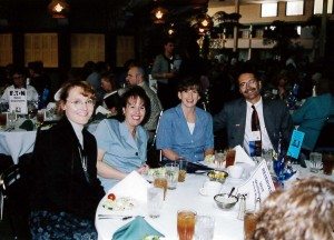 Kearney Area Chamber of Commerce staff accepting worksite Wellness Award 2001. Left to Right: Sonja Harms, Kelli Krier, Cindy Richter and Roger Jasnoch .
